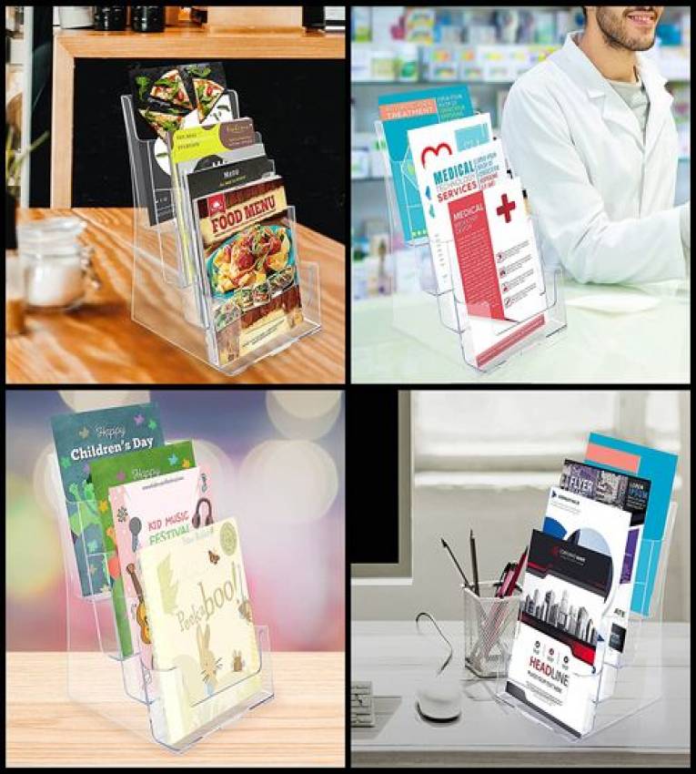 A4/4Etg PORTE BROCHURE , porte Publicitaire et Présentoir en plastique acrylic display 4